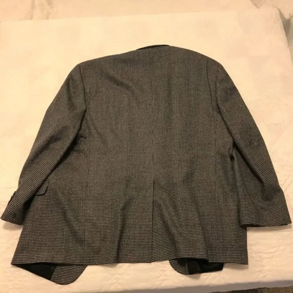 Stafford Merino Wool Sport Coat Mens 48R Classic Fit‎ Grey Houndstooth Blazer